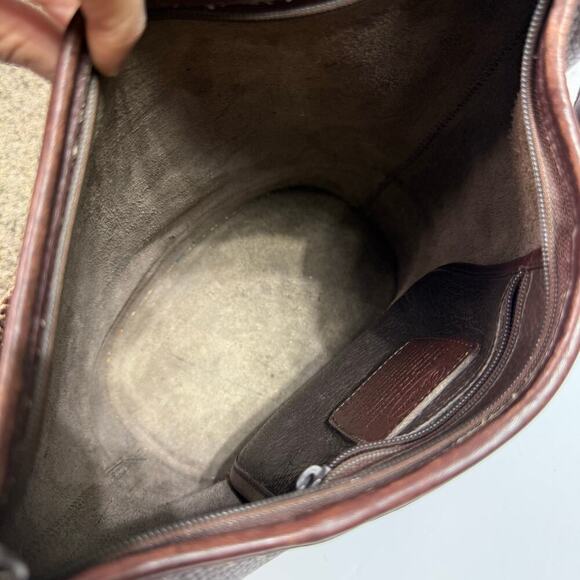 Vintage Brighton Bucket Crossbody‎ Shoulder Bag Brown Crocodile Embossed Trim - Picture 8 of 16